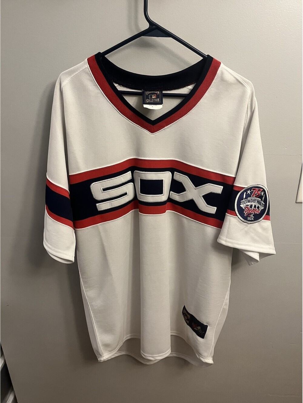 Vintage Majestic White Sox Carlton Fisk #72 Cooperstown 75th Patch Jersey Size L